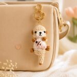 Crochet Otter Keychain – Handmade Amigurumi Otter Bag Charm with Fish - Image 2