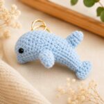 Crochet Dolphin Bag Charm – Handmade Amigurumi Dolphin Keyring in Light Blue